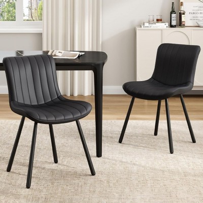 SEVOBAL Dining Chairs Set of 2 Faux Leather Kitchen Dining Room Chairs for Dining Room Modern Dining Table Chairs Lunch Coffe, Black,