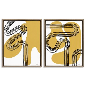 Stupell Industries Wavy Lines Over Shapes 2pc Floating Frame Art Set - 1 of 4