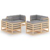 vidaXL Patio Furniture Set 8 Piece Outdoor Sectional Sofa Solid Wood Pine - Natural With Cushions - 2 of 4