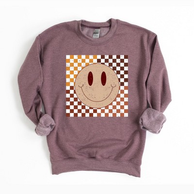 Simply Sage Market Women's Fall Checkered Smiley Gildan Sweatshirt