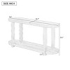 63" Entryway Table,Modern Minimalist Console Table with Ash Veneer Oval Top and Bottom Shelf for Hallway,Living Room,Foyer-Baofuwish - 4 of 4