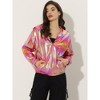 INSPIRE CHIC Women's Holographic Shiny Long Sleeve Zipper Hooded Metallic Jacket - 3 of 4