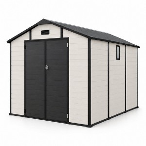 LAUSAINT HOME 8 x 10 ft Resin Storage Shed with Skylight, Built-In ...