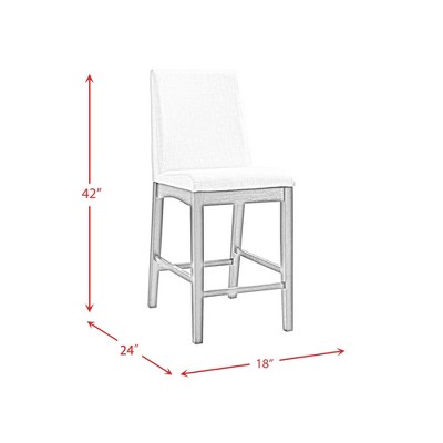 Transitional Cream Upholstered Counter Height Side Chair Set in Walnut