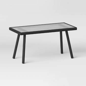 Glass Rectangle Outdoor Patio Coffee Table Black - Room Essentials™