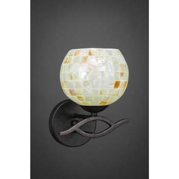 Toltec Lighting Revo 1 - Light Sconce in  Dark Granite with 6" Mystic Seashell  Shade