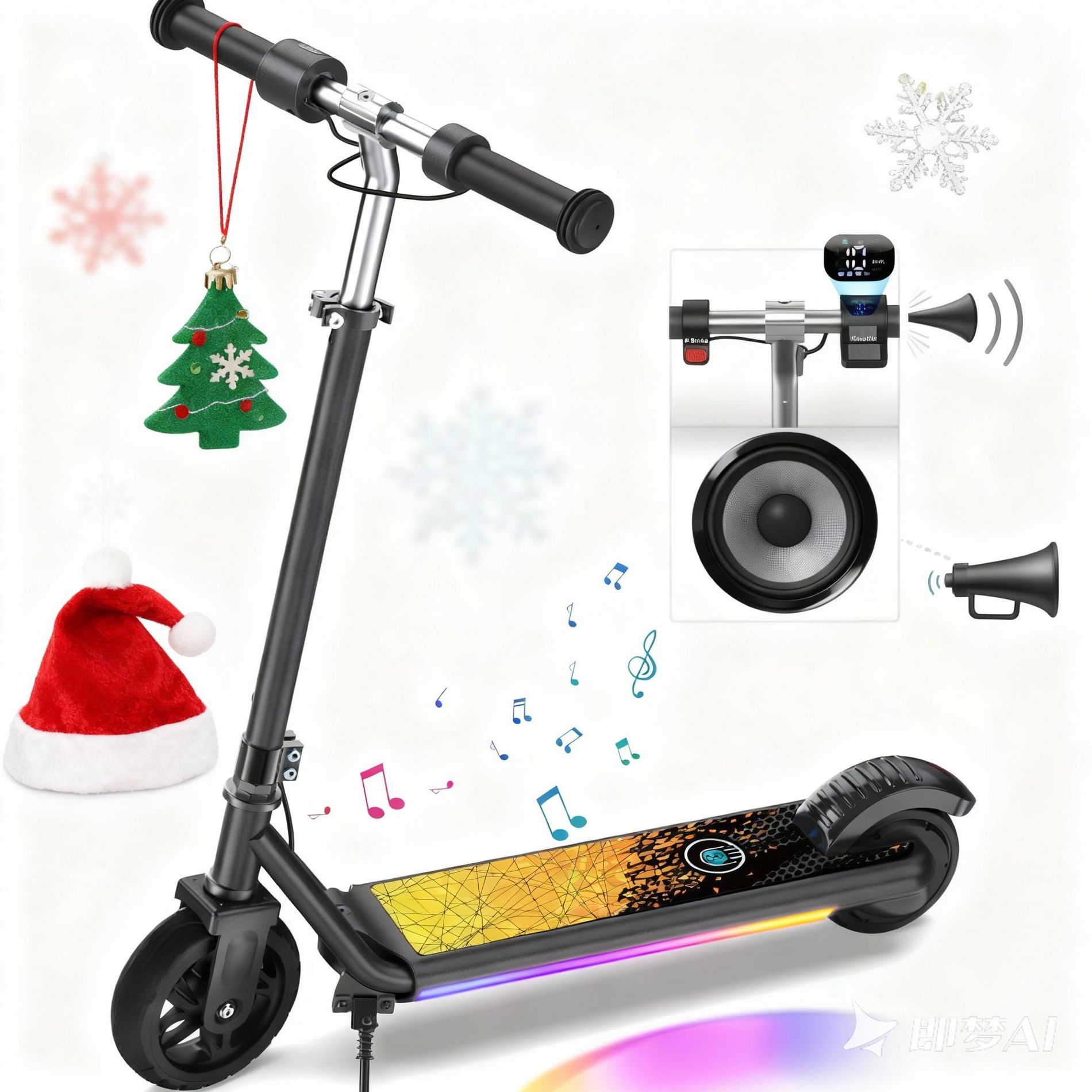 Mastgoal Electric Scooter for Kids, 150W Motor 10mph Speed Electric Scooter with Adjustable Handlebar and LED Light-Black