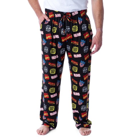 Marvel Mens Classic Logos Allover Loungewear Pajama Pants s