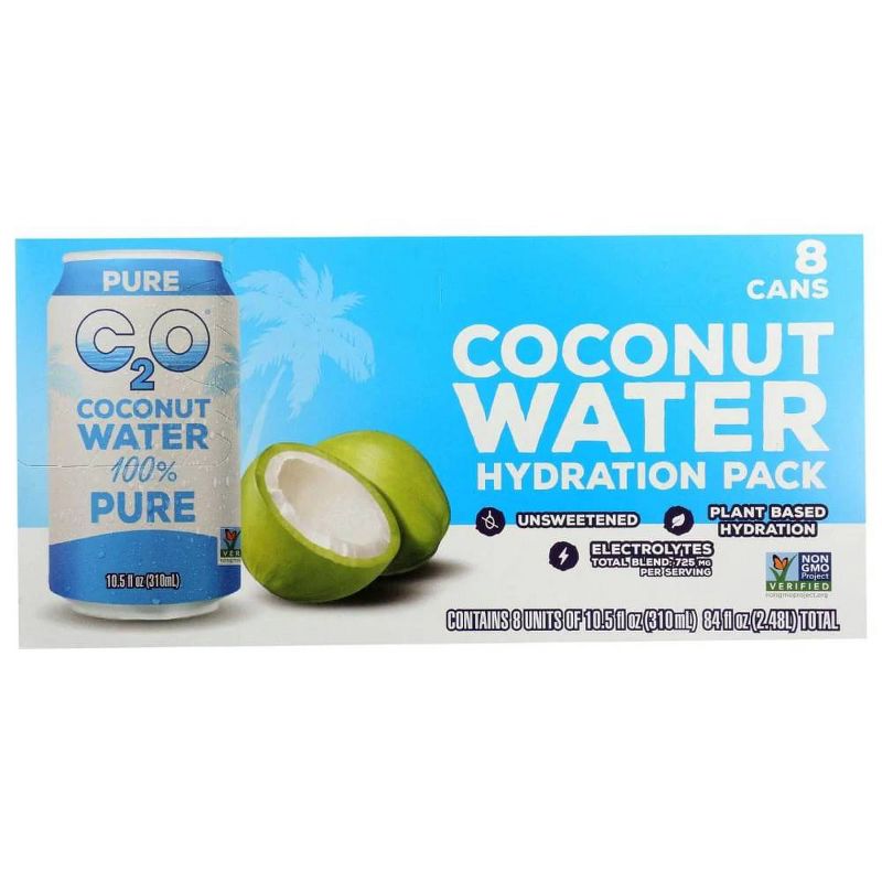 C2O Pure Coconut Water Hydration Pack - Case of 3/8 pack, 10.5 oz, 3 of 8
