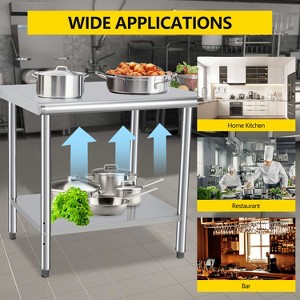 Stainless Steel Prep Table, 48 x 24 Inch Commercial Kitchen Prep & Work Table with Adjustable Under Shelf, Metal Workbench, with Backsplash - 1 of 4