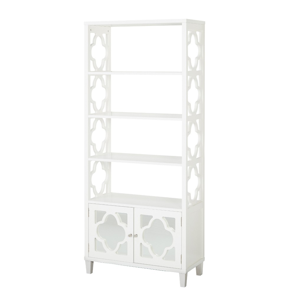 Photos - Garden & Outdoor Decoration Lifestorey 72" Broadway Bookshelf White: Mid-Century Modern Storage Combination with Fixed Shelves & Doors