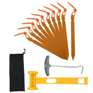 Unique Bargains Reusable 10xNails 1xBag 1xPlastic Hammer 1xNail Puller Tent Pegs 1 Set - 1 of 4