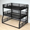 Full/Full XL Over Full/Full XL Over Queen Triple Bunk Bed with Guardrails and Ladder, Space-Saving Heavy-Duty Bed Frame,kids bed - 3 of 4