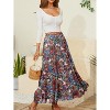 Women's Chiffon High Waist Pleated Maxi Skirt - Flowy A-Line Flared Long Skirt Floral1 - 4 of 4