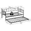 Twin Metal Daybed with Trundle - Pullout Trundle and Headboard - Steel Slat Support Sofa Bed Frame for Living Room Bedroom - No Box Spring Needed - 2 of 4
