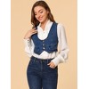 Allegra K Women's Vintage Button-Up Sleeveless Cropped Jean Waistcoat Vest - 3 of 4