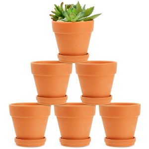 Juvale Juvale 4-inch 6 Pack Small Terracotta Pots with Saucer and Drainage Hole - Clay Planter for Indoor Plants - 1 of 4