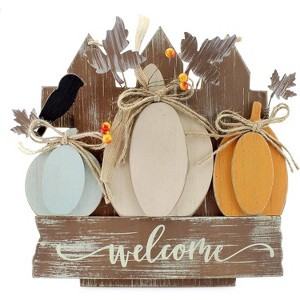 AuldHome Design Farmhouse Fall Door Sign, Rustic Wooden 3D Door Decoration 12.5x12" - 1 of 4