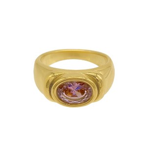 Adornia 14k Gold Plated Pink Crystal Ring - 1 of 4