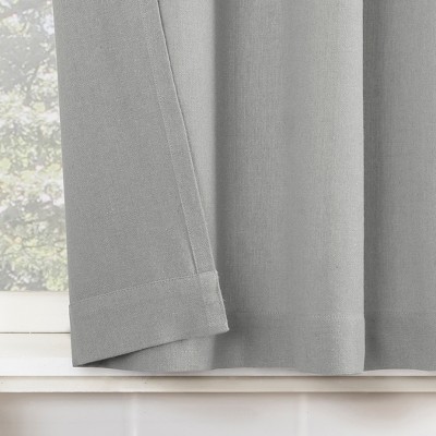 Gray Cotton Blend Button Tab Top Cafe Curtain Pair 54" x 36"