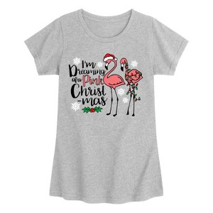 Girls' - Instant Message - Im Dreaming of a Pink Christmas Fitted Short Sleeve Graphic T-Shirt - 1 of 4