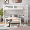 Infans Twin Over Twin Loft Bunk Bed Wood w/Bookcase Guardrail Ladder Kids Bedroom - 3 of 4