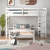 Infans Twin Over Twin Loft Bunk Bed Wood w/Bookcase Guardrail Ladder Kids Bedroom - image 3 of 4