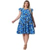 GRACE & GRANDEUR Women's Plus Size Flutter Sleeves Round Neck Floral Boho Mini A Line Babydoll Dress - image 3 of 4