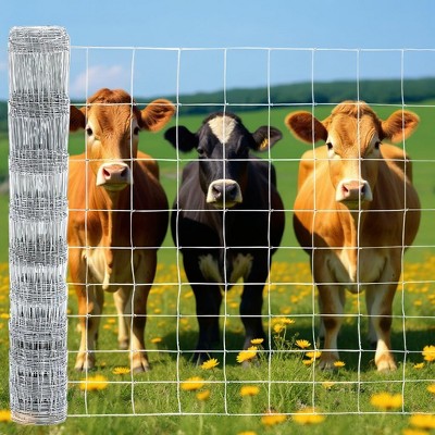 TROPOW 5FT x 164FT Heavy Zinc Coated Farm Fence | Galvanized Livestock Fencing for Goats, Cattle, Hogs | Gradient Mesh Design Stops Rabbits/Dogs