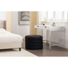 VYNXARIA Ottomans and Benches - 24.41"x24.41"x17.72" Black Velvet Storage Round Footstool with Wooden Shelving - 2 of 4