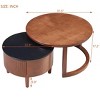 31.5'' Walnut Vintage Round Nesting Coffee Table Set with Fluted Drawer, Ideal for Small Space Living Rooms -3irtyhousy - 4 of 4