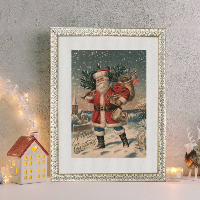 8&#34; x 10&#34; Vintage Santa White with Gold Frame Wall Canvas - Petal Lane, 3 of 5