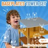 Strictly Briks 4 Pack Stackable Baseplates 10x10 in, 32x32 Studs, Compatible with Major Brands, 4 Plates & 30 Stackers, Gold/Silver - 2 of 4