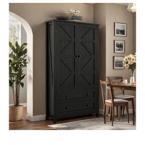 Kitchen Pantry Cabinet,  Storage Cabinet with 2 drawers and 3 Adjustable shelves, Standing Cabinet, Bathroom Cabinet - 1 of 4