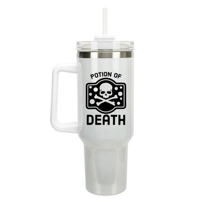 100 North Potion Of Death Video Gamer Wrap-Around 40 Oz. Stainless Steel Water Bottle Coffee Mug, Spill & Leak Resistant, Travel Tumbler with Handle,