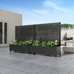 46.8 in.H x 46.8 in.W Black Metal Rectangle Vertical Fence Outdoor Planting Box with Climbing Frame Decorative Art Panel - 1 of 4