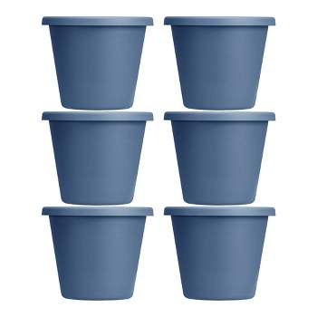 The HC Companies 24 Inch Indoor and Outdoor Classic Durable Plastic Flower Pot Container Garden Planter with Drainage Holes, Slate Blue (6 Pack)