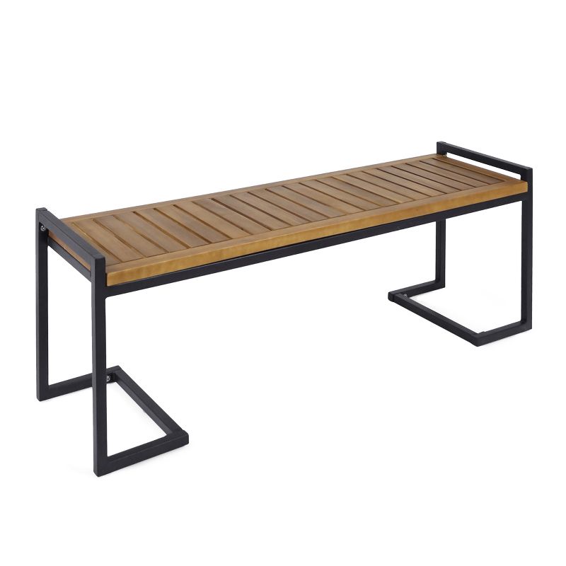 Hopkins Acacia & Iron Bench - Christopher Knight Home, 1 of 6