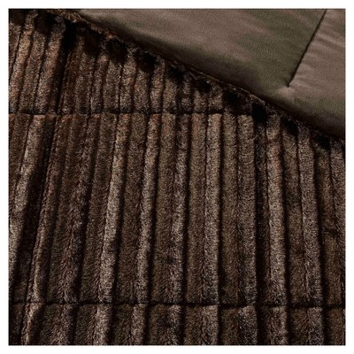 Chocolate Full Faux Fur 3-Piece Comforter Set