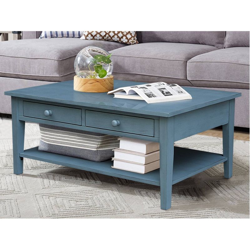 Spencer Coffee Table Antique Ocean Blue - International Concepts, 5 of 15
