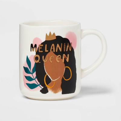 16oz Stoneware Melanin Queen Mug White - Opalhouse&#8482;_1