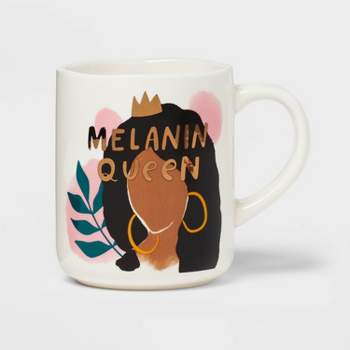 16oz Stoneware Melanin Queen Mug White - Opalhouse™