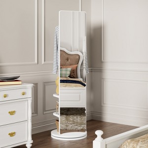 ALEXOUN Full-Length Mirror with Hangers - Rubberwood Design, 360° Swivel - Easy Dressing & Organizing for Bedroom Living Room Office - 1 of 4