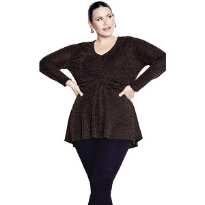 Avenue Women's Plus Size Glitteratzi Top - 1 of 4