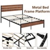 Full Bed Frame with Headboard Footboard, Rustic Brown Wood Metal Wrought Rod Slat Platform Farmhouse Bedframe - 4 of 4