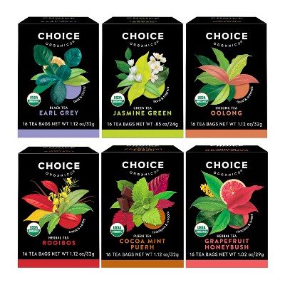 Choice Organics  Favorites Variety Pack Sampler -  96 ct , 6 Pack