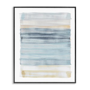 Stupell Industries Tranquil Blue Beige Stripes Pattern Casual Painting Framed Giclee Art, Black, 24" x 30" - 1 of 4