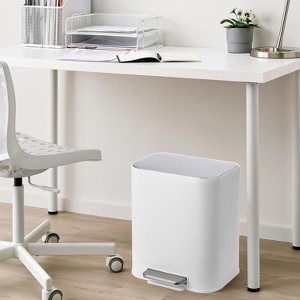 Bathroom Trash Can, Stainless Steel Garbage Can with Lid & Inner Bucket, Recycling Bin for Home Batbroom Office Living Room - 1 of 4