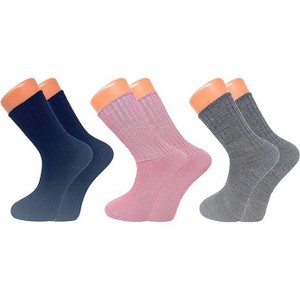 3 Pairs Women’s Loose-Fitting Crew Socks – Soft & Cozy Sleep Socks – Warm & Breathable - 1 of 2