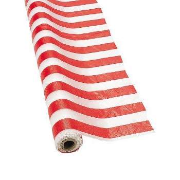 Fun Express Red and White Striped Tablecloth Roll Great for Parties, Carnivals, and Picnics